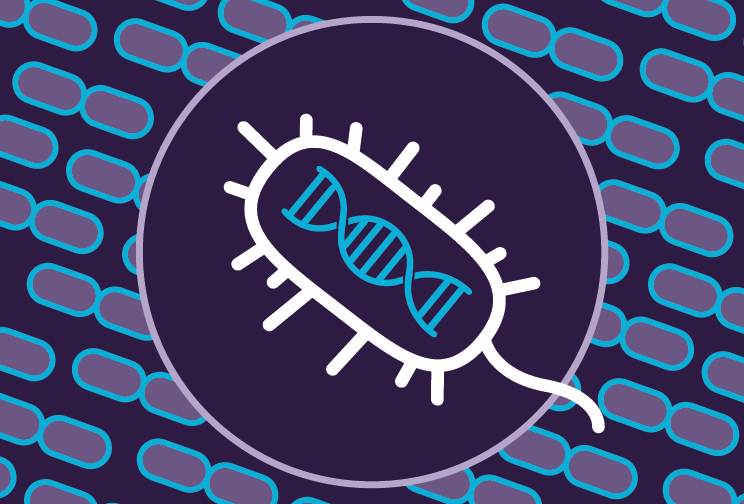 Illlustration of a microbe containing DNA.